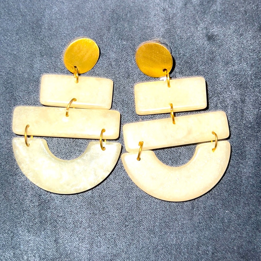 Aztec Gold & Crème Marble Earrings